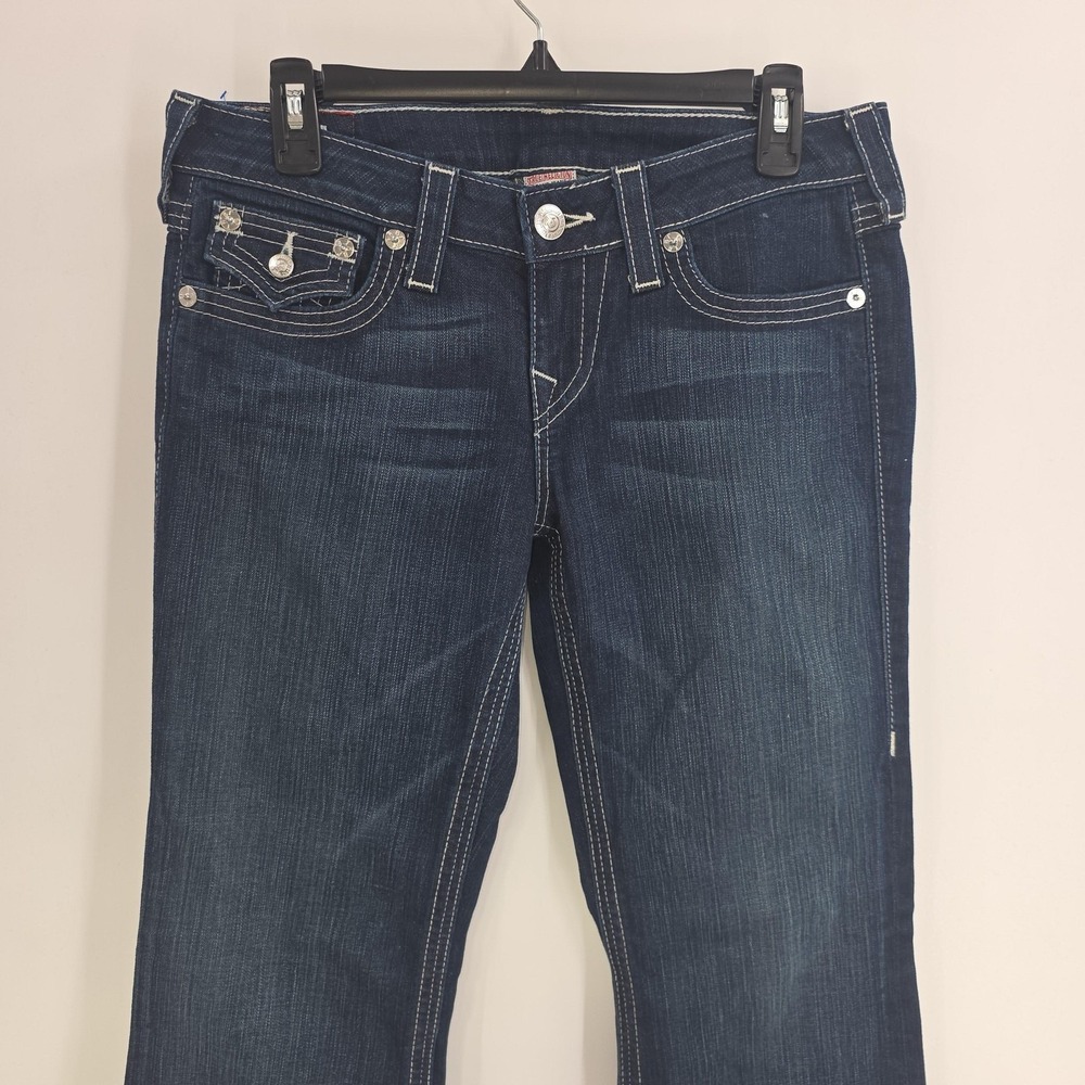 True Religion Jeans Womens 28 Blue Becky Low Rise Bootcut Flap Pockets Made USA - Picture 2 of 16